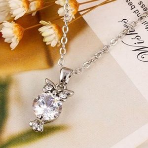 🦉 Silver plated AAAA CZ owl necklace 🦉